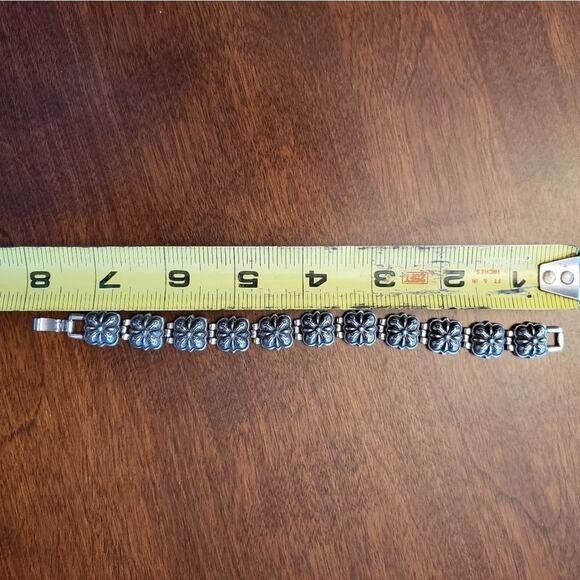 BRIGHTON vintage silver, linked flower, bracelet - Picture 7 of 7